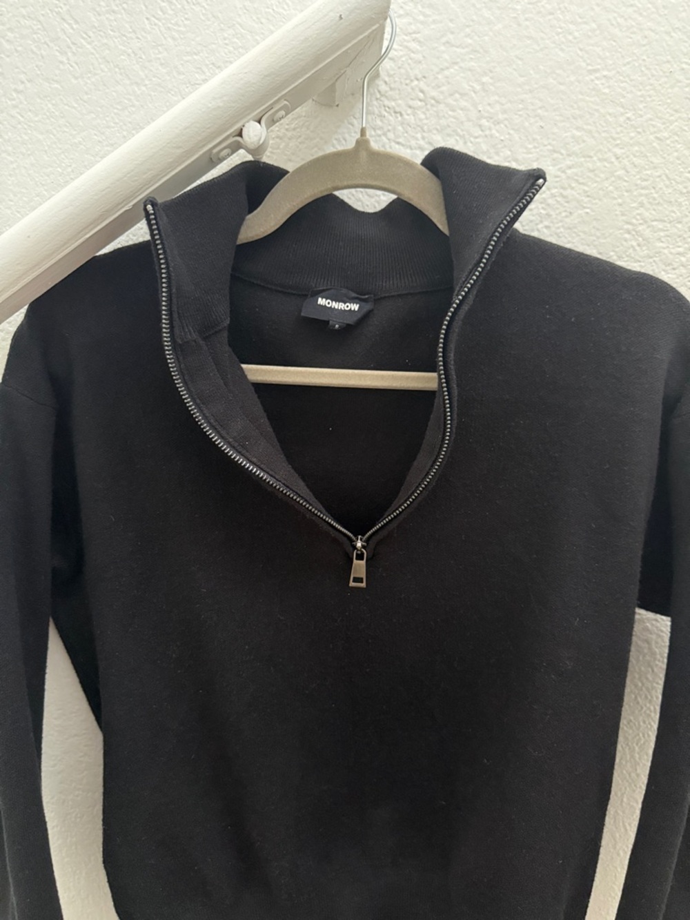 Monrow Black Half-Zip Pullover Sweater